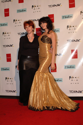 Ludmila Toon poses with model/actress Celeste Thorson; photo by Christian Sosa 